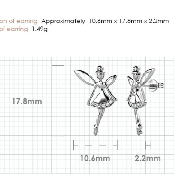 Tinker Bell Fairy Stud Earrings Australian Crystals - Picture 6 of 6